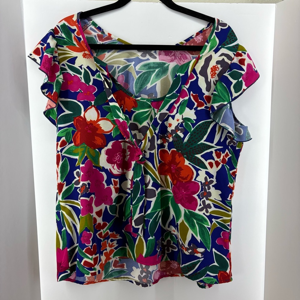 Shein Curve Blue, Green, Pink, Gren, Orange Floral Blouse, Women's Size 1XL,